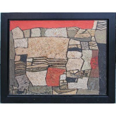 Max Papart "abstract Composition" 1963 Oil On Canvas 54x65